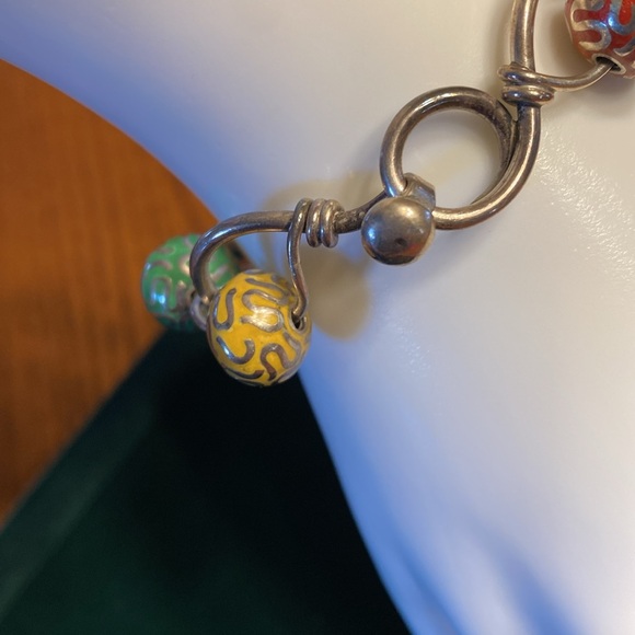 Orange Yellow And Green Beaded Bangle Bracelet - Picture 10 of 16